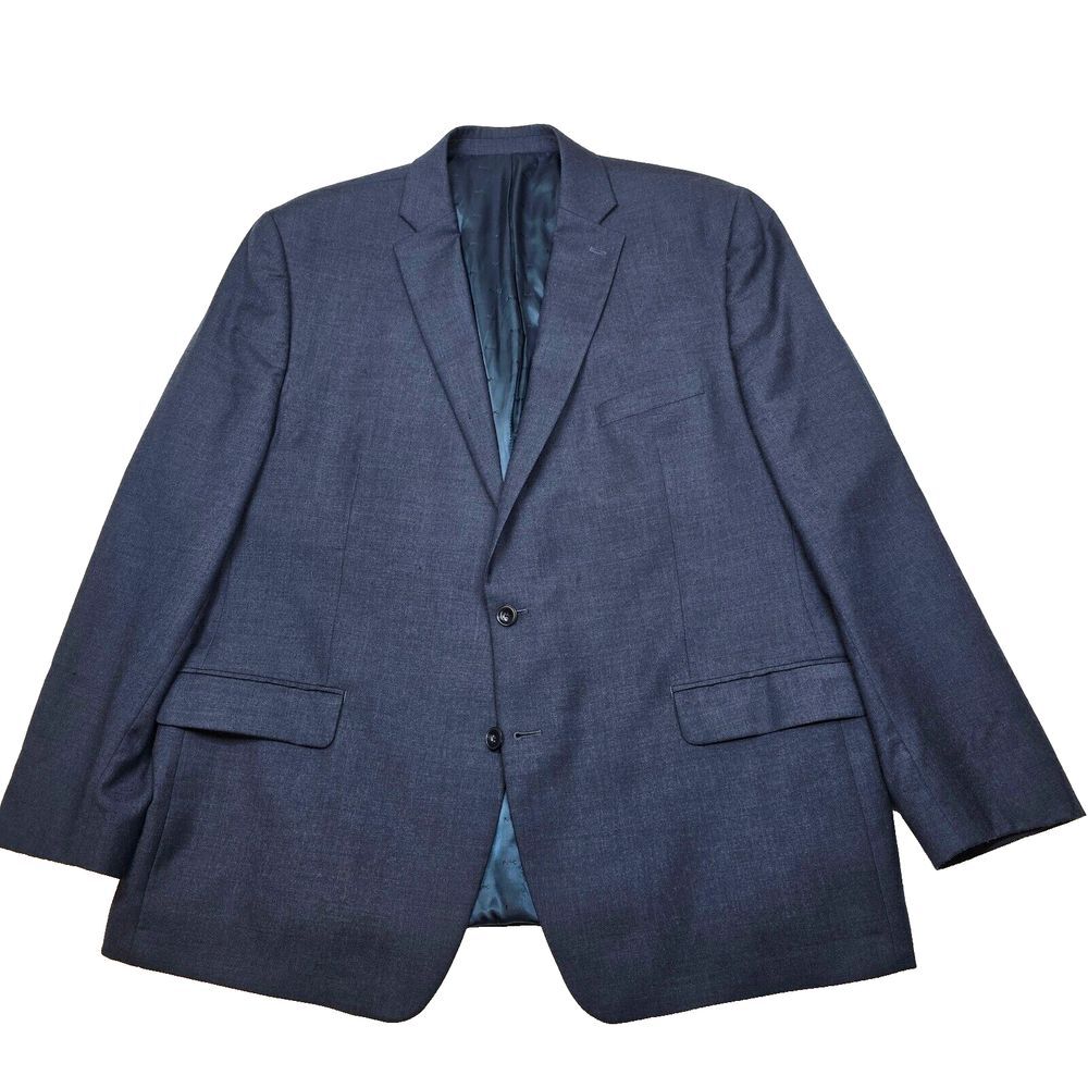 Michael Kors Sport Coat Mens 50L 50 Solid‎ Blue Suit Jacket Wool Stretch